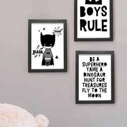 TIED RIBBONS Set Of 3 White & Black Quotes Printed Poster Framed Paintings Wall Art-73