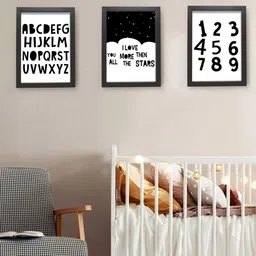 TIED RIBBONS Set Of 3 White & Black Quotes Printed Poster Framed Paintings Wall Art-67