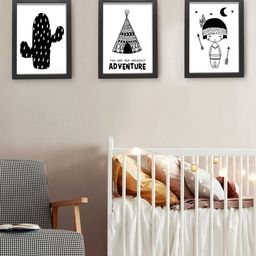 TIED RIBBONS Set Of 3 White & Black Quotes Printed Poster Framed Paintings Wall Art-64