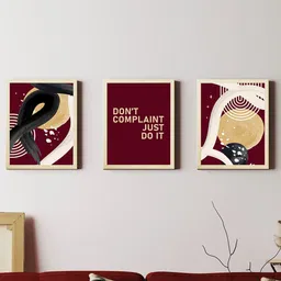 Art Street Beige & Maroon 3 Pieces Boho Motivational Quotes Paintings Wall Art-image-87