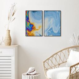 999Store Set Of 2 Blue Abstract Wall Painting-31