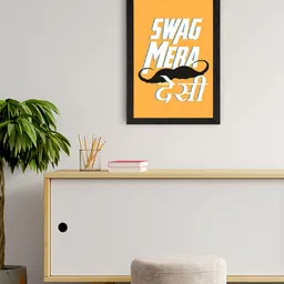 eCraftIndia Yellow & White Quirky Quote Printed Satin Matt Texture UV Art Painting-image-89
