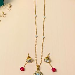 ABDESIGNS Gold-Plated Kundan Polki & American Diamond Jewellery Set-image-31