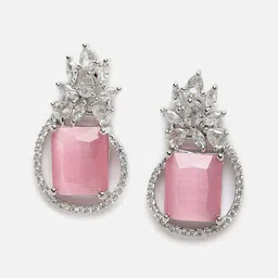 DressBerry Pink Silver-Plated Contemporary Studs Earrings-14