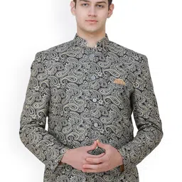 Exotic India Printed Single Breasted Bandhgala Blazer-image-32