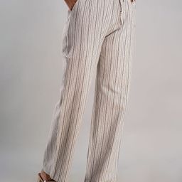 MAUKA Women White & Black Striped Cotton Chambray Palazzos-image-41