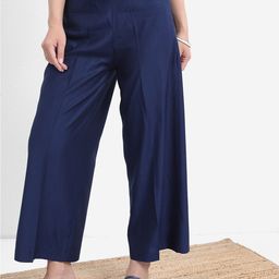 Vishudh Women Navy Blue Wide Leg Fit Palazzos-picture-27
