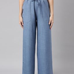 SHOWOFF Women Woven Wide Leg Palazzos-image-119