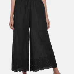 RANGMANCH BY PANTALOONS Women Black Flared Knitted Palazzos-image-81