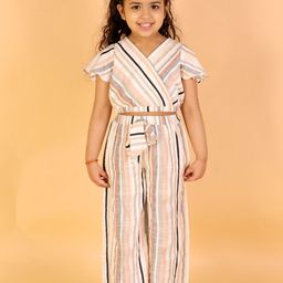 LIL DRAMA Girls Striped Pure Cotton Top with Palazzos-picture-42