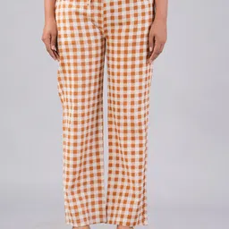MAUKA Women Checked Cotton Straight Palazzos-image-79