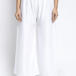 GRACIT Women White Solid Ethnic Palazzos-image-106