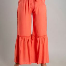 MAUKA Women Pink Flared Palazzos-image-23