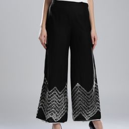W Women Black Printed Sustainable Palazzos-image-63