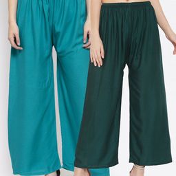 Clora Creation Women Set Of 2 Blue & Green Palazzos-image-41