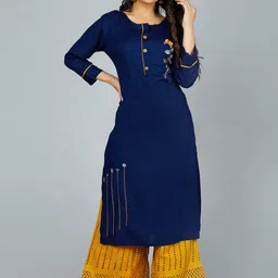 Jevi Prints Floral Embroidered Thread Work Kurta With Palazzos-picture-17