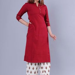 KALINI Women Maroon Floral Kurta with Palazzos-image-48