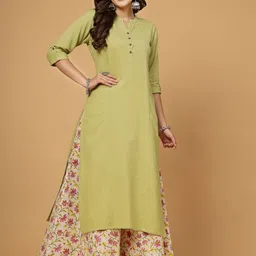 Pistaa Mandarin Collar Kurta with Palazzos-57