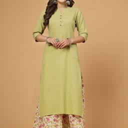 Pistaa Women Lime Green Regular Kurta with Palazzos-picture-32