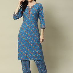 Rangriti Floral Printed Regular Kurta With Palazzos-image-11