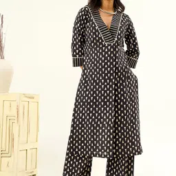 indy Raaga Geometric Printed Regular Pure Cotton Kurta with Palazzos-29