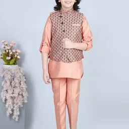 Aj DEZInES Boys Peach-Coloured Kurta with Churidar-image-76