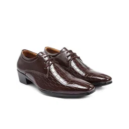 Bxxy Men Square Toe Textured Lace Ups Elevator Formal Derbys-image-28