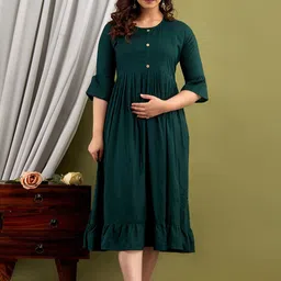 Mialo fashion Fit & Flared Maternity Midi Ethnic Dress-picture-17