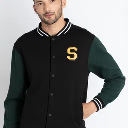 Status Quo Stand Collar Lightweight Cotton Varsity Jacket-53