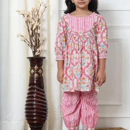 Readiprint Fashions Girls Floral Printed Gotta Patti Pure Cotton Kurta with Harem Pants-image-66