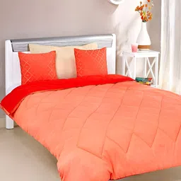 RF RELAXFEEL Peach-Coloured Geometric Microfiber Heavy Winter 233 GSM Double Bed Comforter-image-52