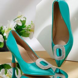 Flat n Heels Embellished Pointed Toe Kitten Pumps-7