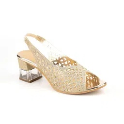 Ozuri Embellished Block Heeled Peep Toes-53
