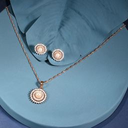 AMI Rose Gold Plated Cubic Zirconia Studded Jewellery Set-16