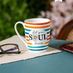 CLAY CRAFT Oxford White & Blue Printed Ceramic Glossy Easy To Clean Mug 300ml-23