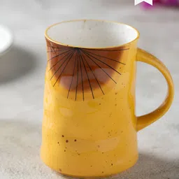 CLAY CRAFT Yellow & Brown Printed Ceramic Glossy Mug 320 ml-9