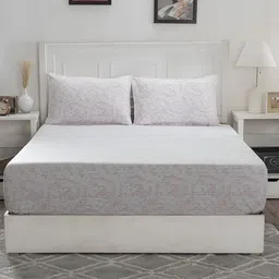 MASPAR Optimist Bloom Pink Abstract Printed 144TC Cotton King Bedsheet & 2 Pillow Covers-picture-48