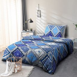 Cortina Teal & White Ethnic Motifs 110 TC Single Bedsheet with 1 Pillow Cover-image-36