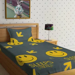 HOSTA HOMES Graphic 210 TC Single Bedsheet with 1 Pillow Cover-image-44