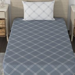 Huesland Aspire Grey & White Printed 186 TC Cotton Single Bedsheet & Pillow Cover-image-94