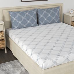 Huesland Aspire White & Grey Geometric 186 TC Cotton Queen Bedsheet With 2 Pillow Covers-image-87
