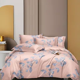CHHILAKIYA Pink Floral 300 TC Queen Bedsheet with 2 Pillow Covers-picture-13
