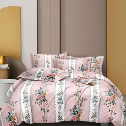 CHHILAKIYA Pink Floral 300 TC Queen Bedsheet with 2 Pillow Covers-picture-18