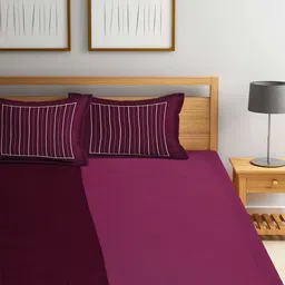 DECOREALM Purple Conversational 300 TC Queen Bedsheet with 2 Pillow Covers-picture-26