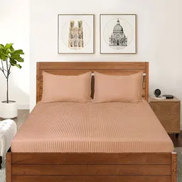 Saral Home Beige Self Design 210 TC Cotton King Bedsheet with 2 Pillow Covers-image-31