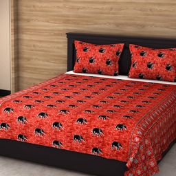 Varde Multicoloured Ethnic Motifs 120 TC King Bedsheet with 2 Pillow Covers-picture-12