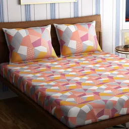 PETAL HOME White & Yellow Origami 300 TC King Bedsheet with 2 Pure Cotton Pillow Covers-image-18