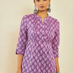Soch Ethnic Motif Printed Mandarin Collar Cotton Tunic-24