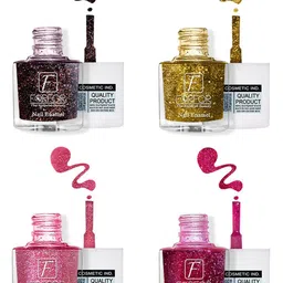FORFOR High Shine 4-Pcs Glitter Nail Polish-5ml Each-Brown-Pink-Baby Pink-Yellow-picture-51