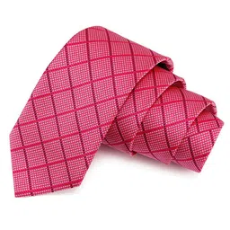 PELUCHE Men Pink & White Checked Broad Tie-image-51